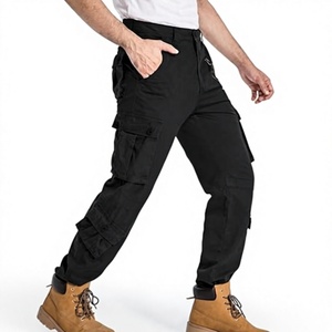 Men's <b>Black</b> Cargo <b>Work</b> <b>Pants</b> With Multiple Pockets Breathable Cotton Material - Product Image 1