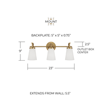 Lámpara de Pared de Estilo Minimalista Moderno, Iluminación Interior, Marco de Latón Envejecido con Cristal Blanco, Lámpara LED para Baño, Hotel, Hogar
