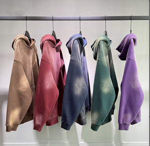 FLOWORA – Nouveaux sweats à capuche et pulls molletonnés pour hommes, effet délavé et vieilli, personnalisables, coupe oversize, effet soleil éclairé, vierges, 400 g/m² - Product Image 1