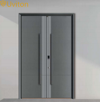 Portes principales d'entrée principale en métal aluminium Porte de sécurité à double patio Portes d'entrée de maison au design simple et minimaliste