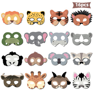 Set di 16 Maschere di Animali a Tema Safari per Decorazioni Festa Bambini, Leone, Tigre e Altri, Accessori per Foto Booth per Giochi dell'Asilo - Product Image 3