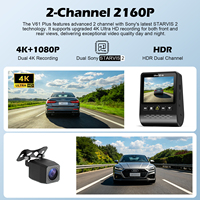 Caméra embarquée V61 4K avant, 1080P arrière, double enregistrement, écran IPS 2.0, WiFi 5.8GHz, GPS en option, super condensateur, 256 Go, vision nocturne