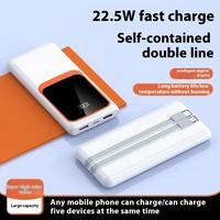 Baterai Li-Polymer Pengisian Daya Super Cepat 10000mAh Power Bank 2-in-1 22.5W Kabel USB Type-C Ganda Terpasang Layar Digital ABS