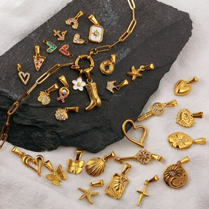 デザイナーチャーム ファッションDIYジュエリーアクセサリー ステンレス製 金メッキ ブーツ クロス ボウ パールペンダント ネックレス ブレスレット用 - Product Image 6