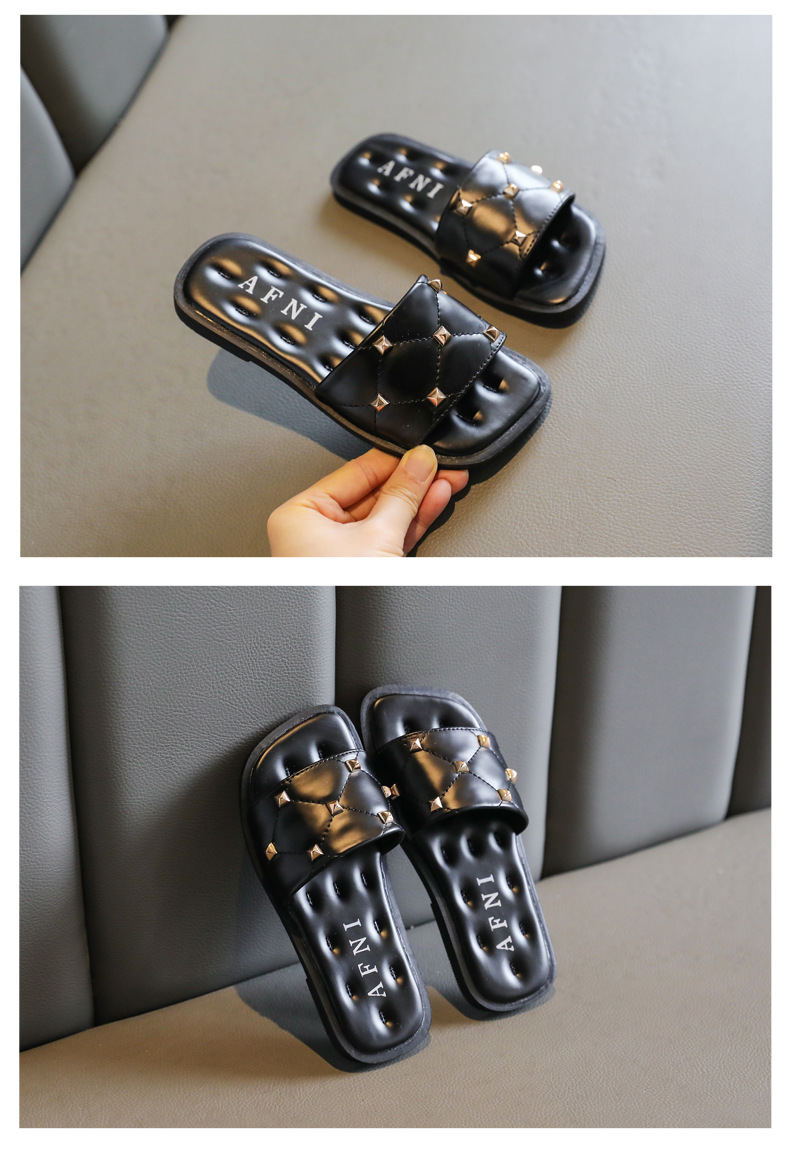 Children Riveted Sandals Shoes Little Girls non-slip Slippers Soft Soles Slides Sandals