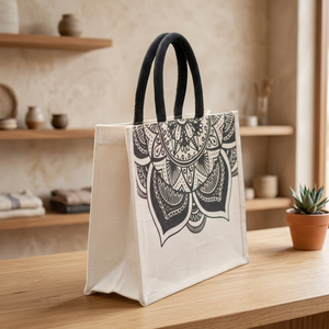 Bolsa de Yute Natural de Gran Calidad, Bolsa Reutilizable Premium con Asas Dobles Resistentes para Tiendas Minoristas, Mercados y Eventos - Product Image 1