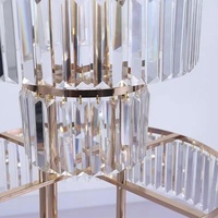 Lustre en cristal sur pied haut, en fer forgé doré, pour centres de table de mariage – Grande vente