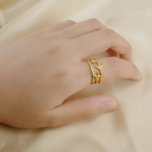 ZOGXIN Star Moon Open <b>Ring</b> Gold Color <b>Titanium</b> Steel Fashion Jewelry Gift - Product Image 4