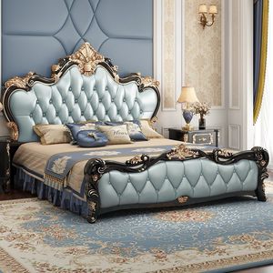 Europäische Betten Prinzessin Holz betten Schlafzimmer möbel Einzel Doppel geschnitzte Lagerung Queen-Bett - Product Image 5