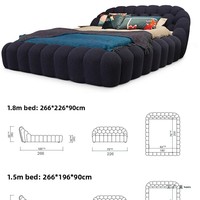 Lit à bulles réglable en hauteur, assemblable et mobile, style minimaliste moderne, pour chambre à coucher, modèle Teddy double, de la marque Rochburg Internet Celebrity