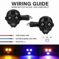 Lampu Sein LED Robot Tengkorak Motor YD, DRL Amber Eyes Putih Biru Merah, Hemat Energi 12V
