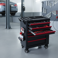 Chariot à outils professionnel à 7 tiroirs rouge avec roulettes, armoire à outils robuste et personnalisable pour atelier OBM