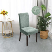 Housse de chaise de salle à manger extensible jacquard imperméable à motif feuille, épaisse, amovible et lavable, pour hôtels, banquets et événements (vente en gros)