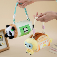 Sac à main en peluche animaux de dessin animé en forme de cylindre, vente en gros, Panda, Panda roux, Singe, avec fermeture éclair, pour le transport quotidien