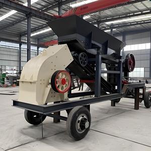 Máy nghiền búa diesel với băng tải và máy cấp liệu di động máy nghiền hàm đá động cơ diesel nhỏ Máy Nghiền hàm đá - Product Image 3