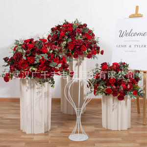 FB002 Venta al por Mayor de Fábrica, Bola de Tela con Flores Azules y Hojas Verdes, Centros de Mesa para Decoración de Bodas - Product Image 1