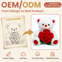 Boneka Beruang Putih Lucu Memegang Mawar Beludru untuk Hadiah Valentine