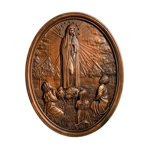 Hecho a mano Nuestra Señora Fátima Talla de madera Arte colgante de pared religiosa Virgen María para Iglesia Home Deco Tipo de muebles de <span class=keywords><strong>teatro</strong></span> - Product Image 1