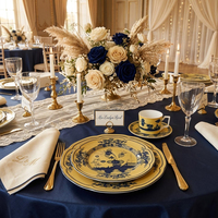 Service de table vintage en porcelaine fine Chinoiserie jaune sauge, assiette de présentation rétro à motif floral, tasse à café et bol en céramique pour hôtel