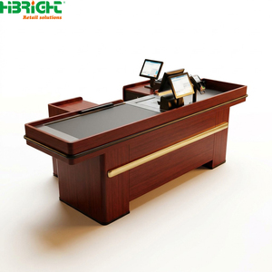 Modern Retail <b>Checkout</b> <b>Counter</b> POS Cashier Desk with Conveyor Belt Stainless Steel Department Store Payment Station - Product Image 2