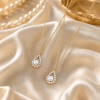Collier en acier inoxydable plaqué or PVD 14K, perles et zircone cubique, bijoux de mode géométriques pour femmes, personnalisable, vente en gros