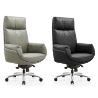 Chaise de bureau pivotante de luxe confortable, spécifiquement conçue pour les réunions, en cuir PU noir, hauteur réglable, base en aluminium, chaise de patron