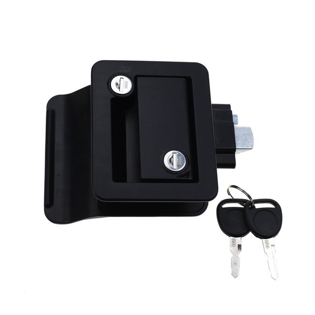 YH1526 RV Travel Trailer Entry Door Lock with Paddle Deadbolt, Black Trailer Door Latch Security Lock