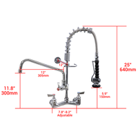 Robinet Mitigeur Double Poignée en Laiton, Extensible, Moderne, avec Douchette Rotative, Double Trou, pour Pré-évier, Utilisation Hôtelière et en Cuisine, Restaurants