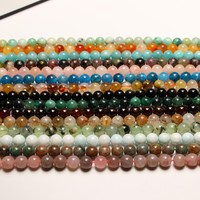 Vente d'usine Perles de pierres précieuses lisses 6mm 8mm 10mm Pierres naturelles en vrac de quartz, agate et cristal pour la fabrication de bracelets et de colliers