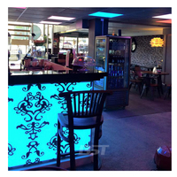 Comptoir de bar de restaurant de luxe moderne pour hôtel, salle de sport, pub, avec éclairage LED, surface solide en marbre, garantie 10 ans