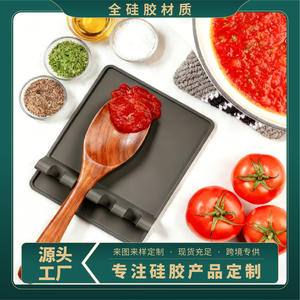 Égouttoir à ustensiles de cuisine en silicone gris 5,5 pouces carré avec tapis anti-goutte pour rangement et organisation - Product Image 4