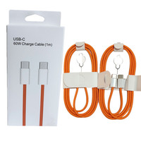 Câble de charge rapide USB C 60W à vente chaude, type C vers type C pour iPhone 16 17 PRO MAX, câble tressé + emballage en carton