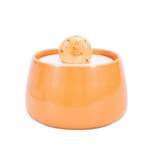 Ceramic Cat Water Fountain Donut Shape Desktop Electric Automatic <b>Drinking</b> Fountain For Cats - Product Image 5