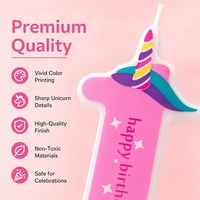 Bougie d'anniversaire en forme de chiffre avec cornes de licorne, sous blister, avec carte suspendue, prête à la vente, pour gâteau d'anniversaire de filles
