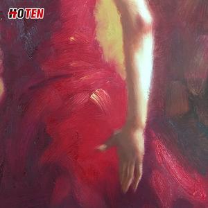 Peinture à l'huile abstraite moderne sur toile, femme espagnole de flamenco peinte à la main dans une robe rouge - Product Image 5