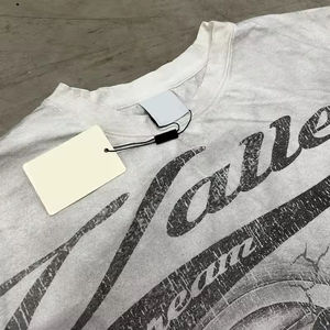 T-shirts personnalisés en coton 300 GSM, coupe ample, imprimé graphique, tricot gaufré, style vintage, crop top, thermiques, manches longues pour hommes - Product Image 2