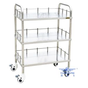 Chariot à instruments double couche en acier inoxydable Yu Pengfei 650x420x870mm, chariot de traitement hospitalier - Product Image 2
