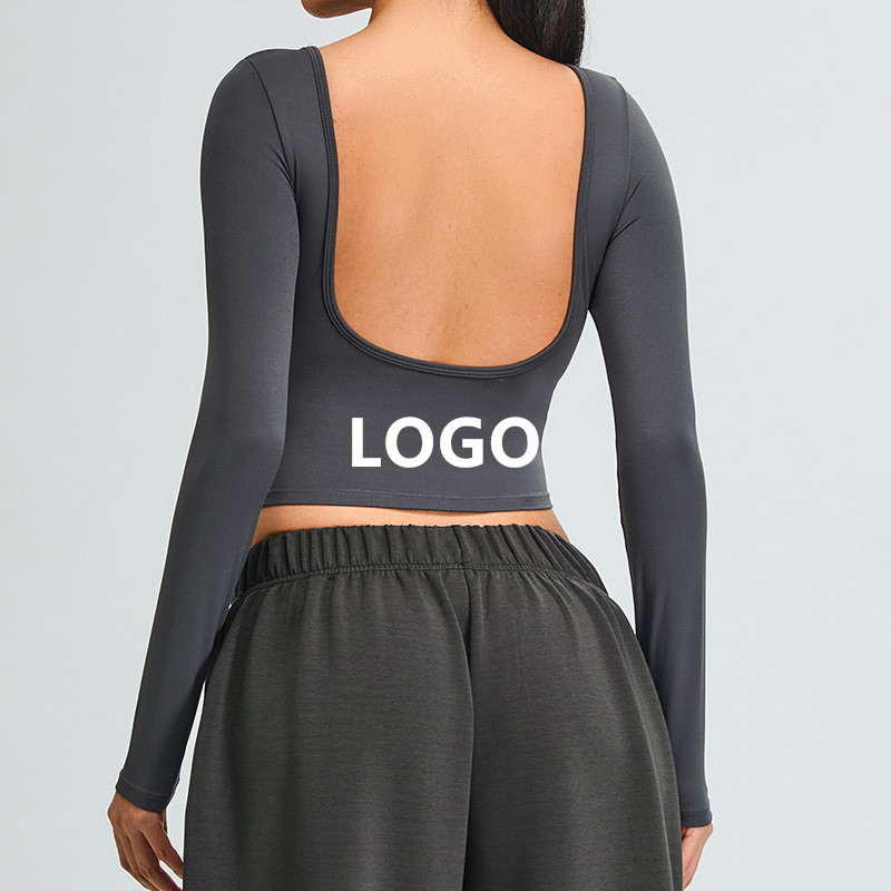 Customized Logo Women's Yoga Bra Fitness Top Wear Breathable Quick-drying Spandex/Nylon Workout Long Sleeve Shirt