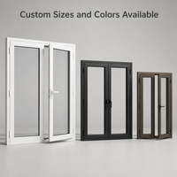 Fenêtre et porte patio battantes en PVC/UPVC avec moustiquaire en fibre de verre, style français, pour hôtels