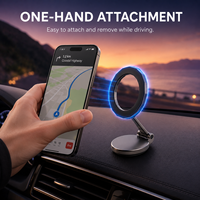 Support de téléphone magnétique pliable en alliage d'aluminium pour voiture, fixation stable sur tableau de bord, double charnière, rotation à 360 degrés pour MagSafe