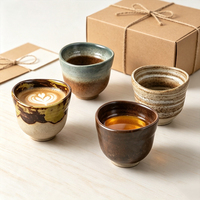 Tasses en grès de style minimaliste sans anse, multicolores rustiques, pour café, vaisselle, thé de l'après-midi et coffret cadeau