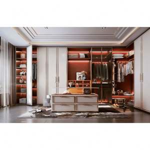 Armoire en bois avec porte en verre de luxe sur mesure, meubles de chambre à coucher, organisateur de rangement, armoires, étagères de rangement, placards de chambre à coucher - Product Image 4