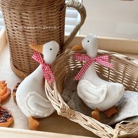 Peluche d'oie blanche en coton-lin, animal en peluche d'oie en pur coton, pendentif apaisant pour bébés et enfants
