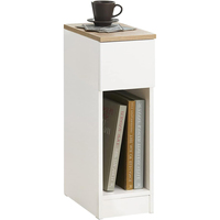 Table de chevet moderne et étroite pour petits espaces, table de chevet blanche étroite avec tiroir et rangement ouvert, plateau en bois, table d'appoint pour chambre à coucher