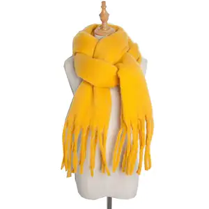 Большие толстые шарфы-пончо на заказ, вязаное одеяло из пашмины, зимние простые крупные шарфы, женские кашемировые шерстяные шарфы для мужчин и женщин