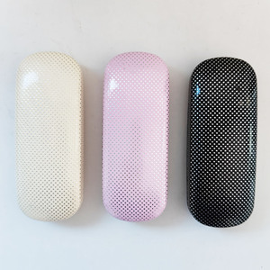 Solid Color Minimalist Polka Dot <b>Glasses</b> <b>Case</b> Rectangle Flip Metal Eyeglasses Storage Box Portable Women Student Use - Product Image 5