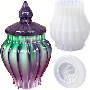 Stampo in silicone per resina a forma di vaso romano quadrato, taglia unica, per la creazione di barattoli e bottiglie in resina. - Product Image 1