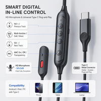 Écouteurs ANC Type-C, écouteurs USB-C, suppression active du bruit, écouteurs filaires avec micro, interrupteur de volume, étanches IPX5, Apt-X HD, privés