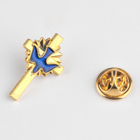 Broche émail en alliage de zinc en métal épingle de revers croix blanche colombe pour cadeau chrétien