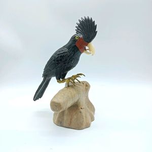 Pájaro de Arte Popular de Ágata Negra/Jaspe Rojo para Regalos Navideños BJ1085 - Product Image 2